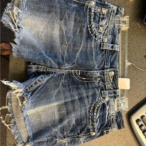 Miss Me Distressed Blue Jean Shorts